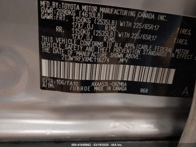 
								2021 TOYOTA RAV4 XLE full									