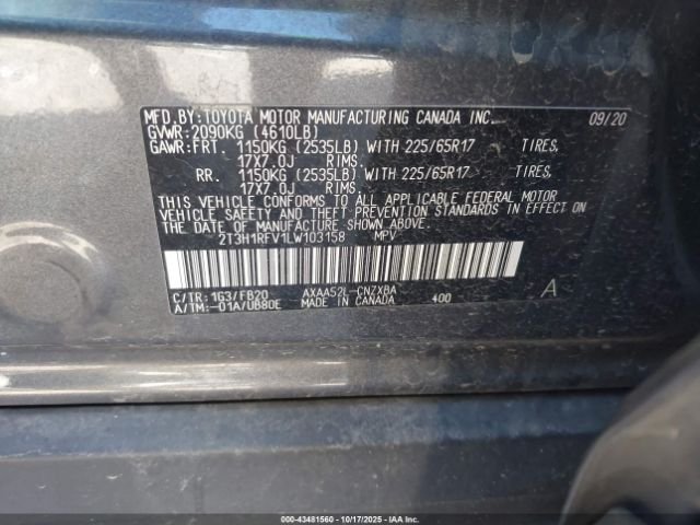 
								2020 TOYOTA RAV4 LE full									